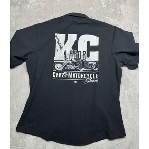 KC Labor Car & Motorcycle Show Work Shirt Mens XL Black Short Sleeve Rare Vtg